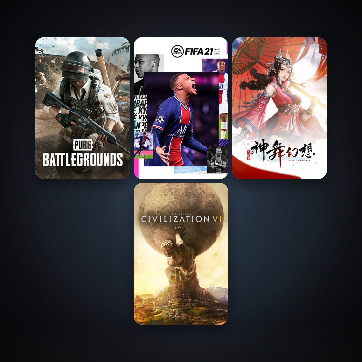 Sid Meier's Civilization VI + PUBG: BATTLEGROUNDS, 5 games, clean — HabibiAccounts
