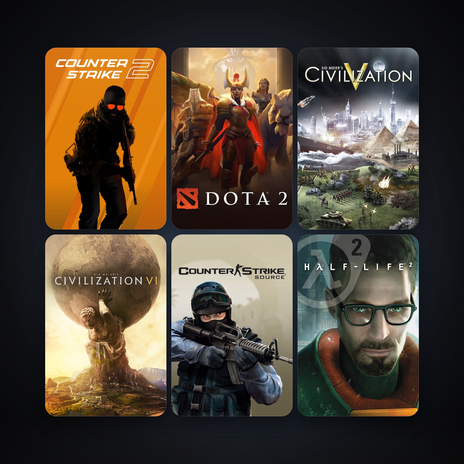 Half-Life 2 + Counter-Strike: Source, 19 games, Steam 11, clean — HabibiAccounts