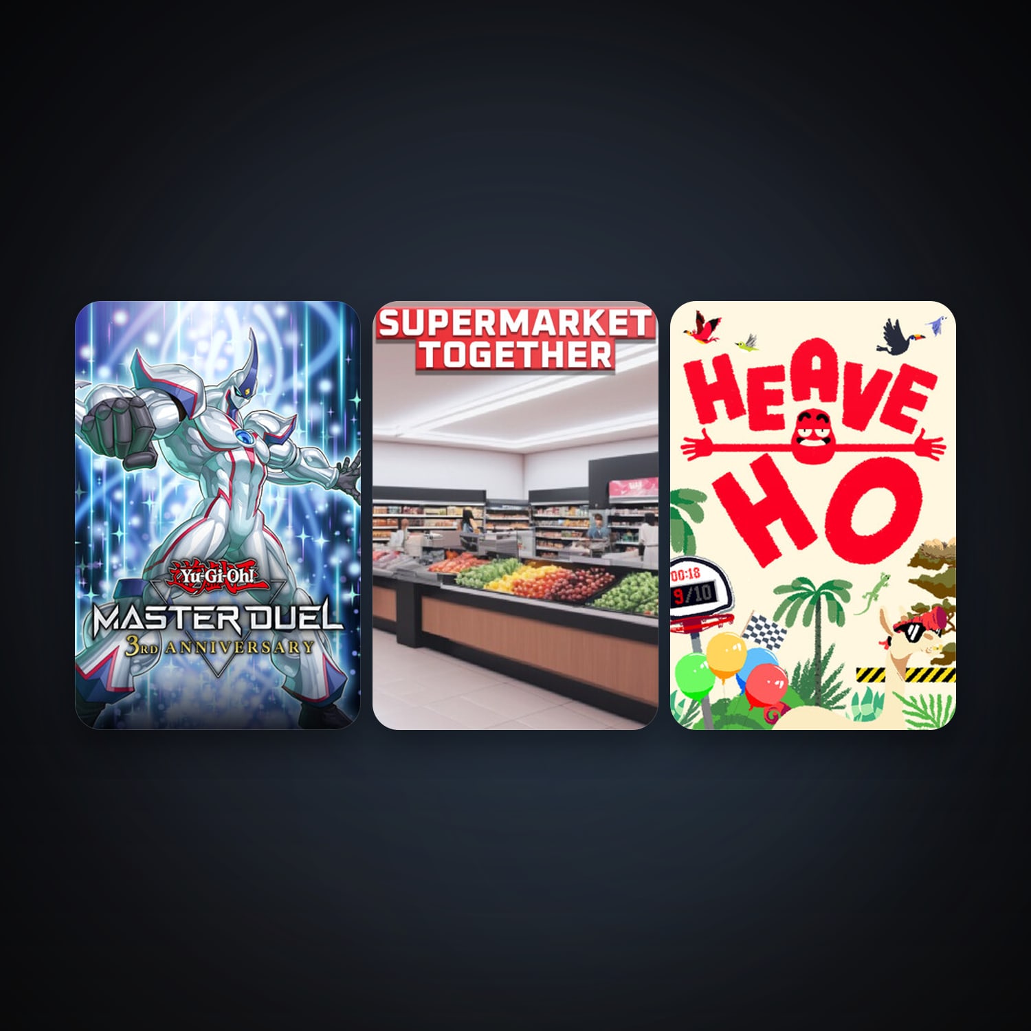 Heave Ho + Yu-Gi-Oh! Master Duel, 10 games, clean — HabibiAccounts