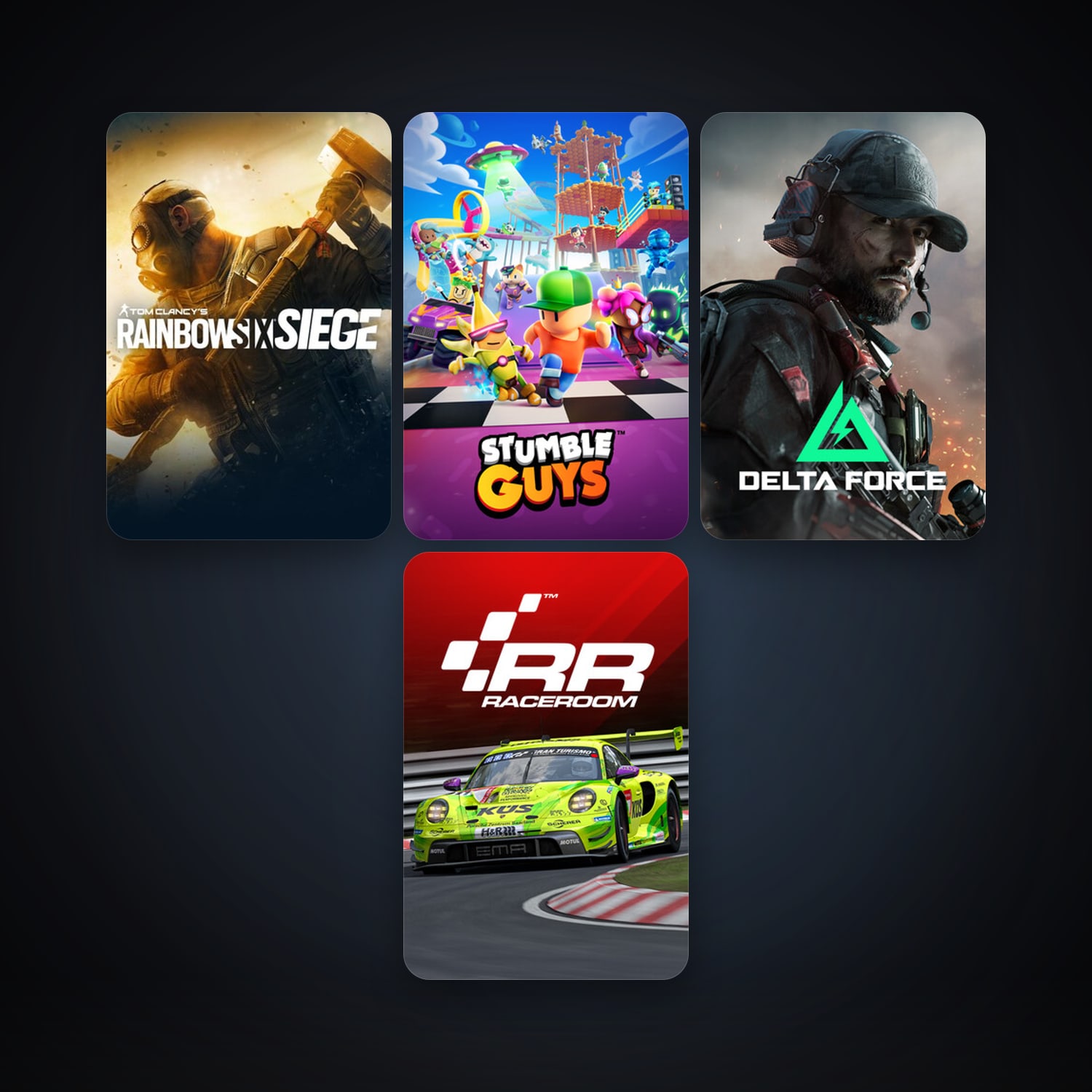 RaceRoom Racing Experience + Tom Clancy's Rainbow Six Siege, 7 games, clean — HabibiAccounts