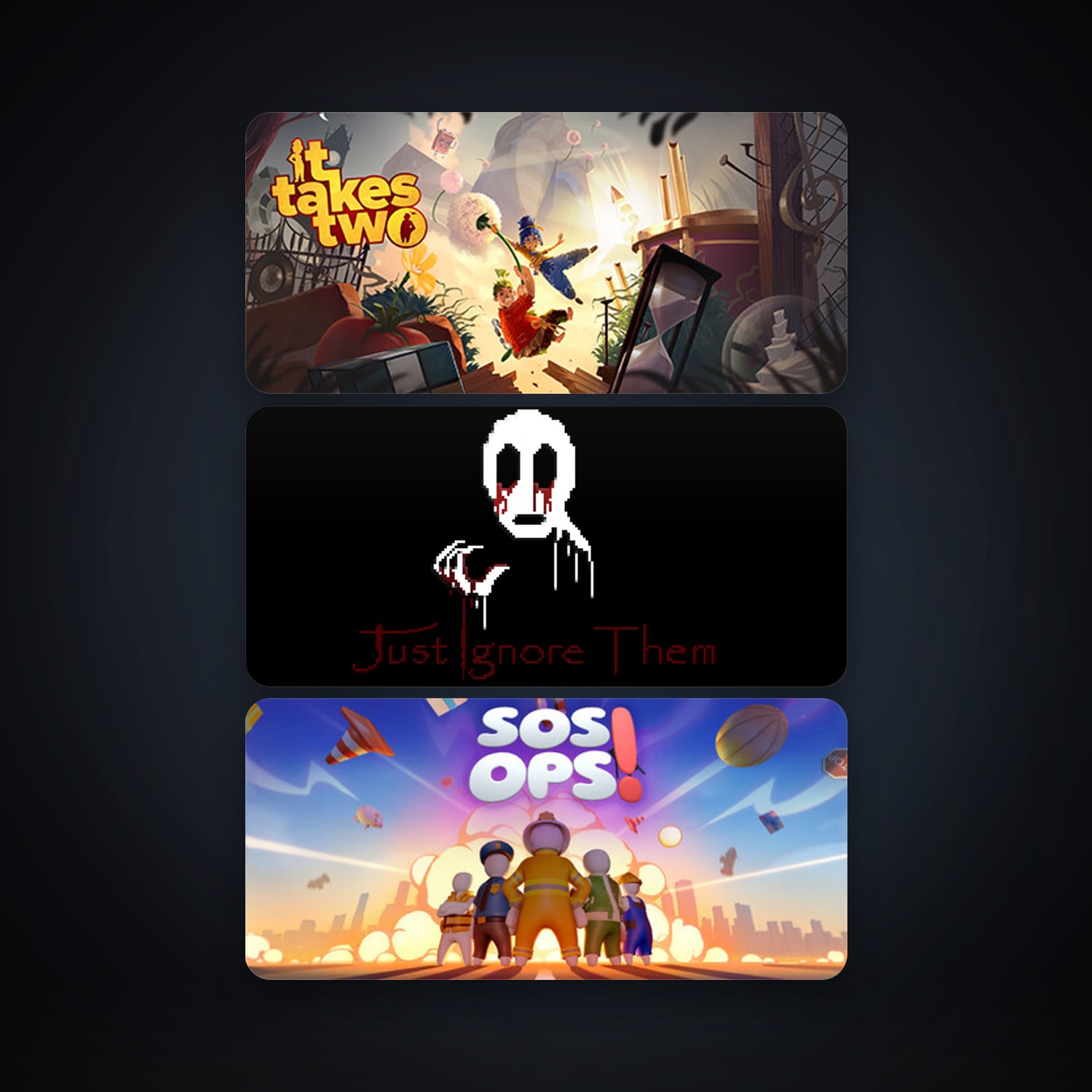 Just Ignore Them + It Takes Two, 9 games, clean — HabibiAccounts