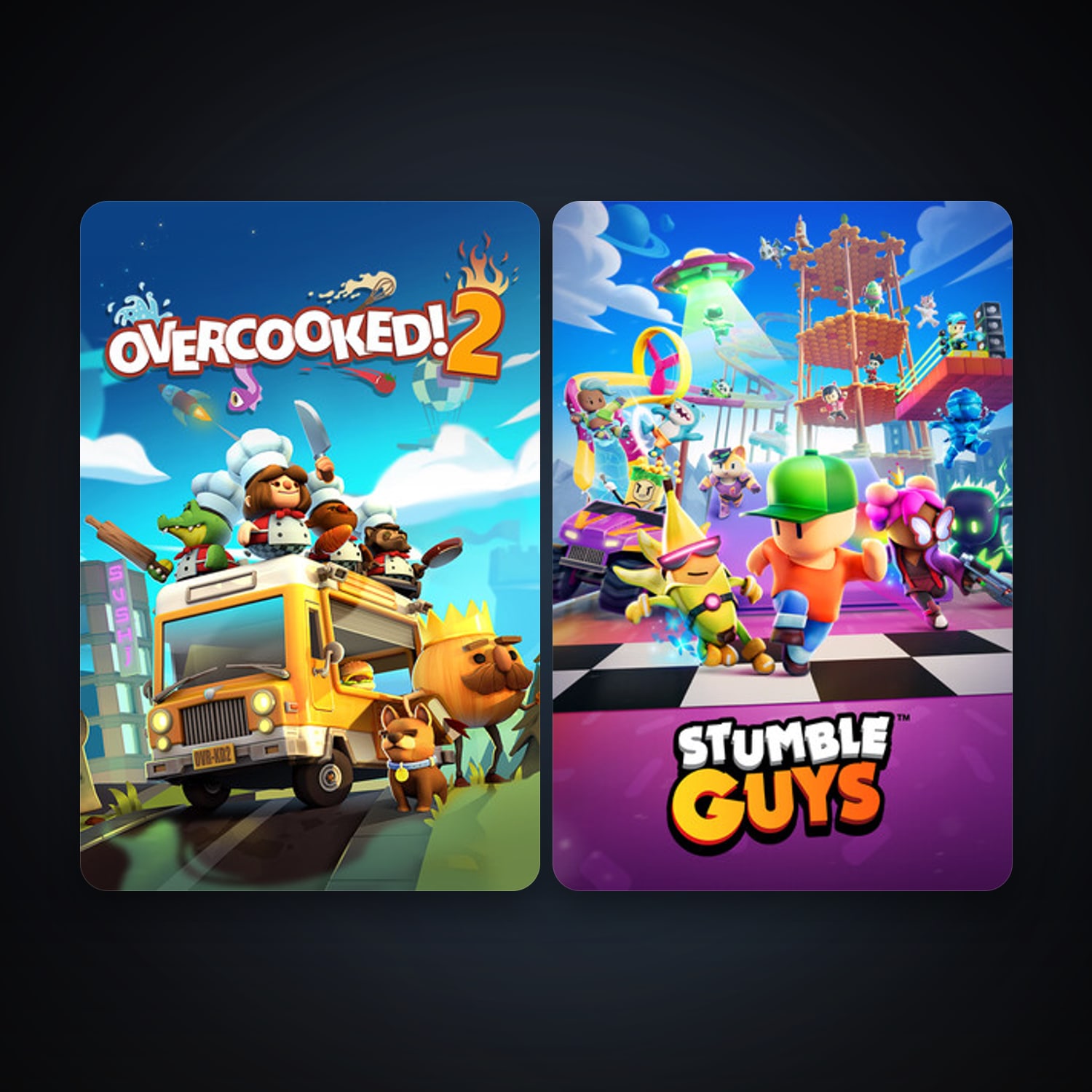 Overcooked! 2 + Stumble Guys, 2 games, clean — HabibiAccounts