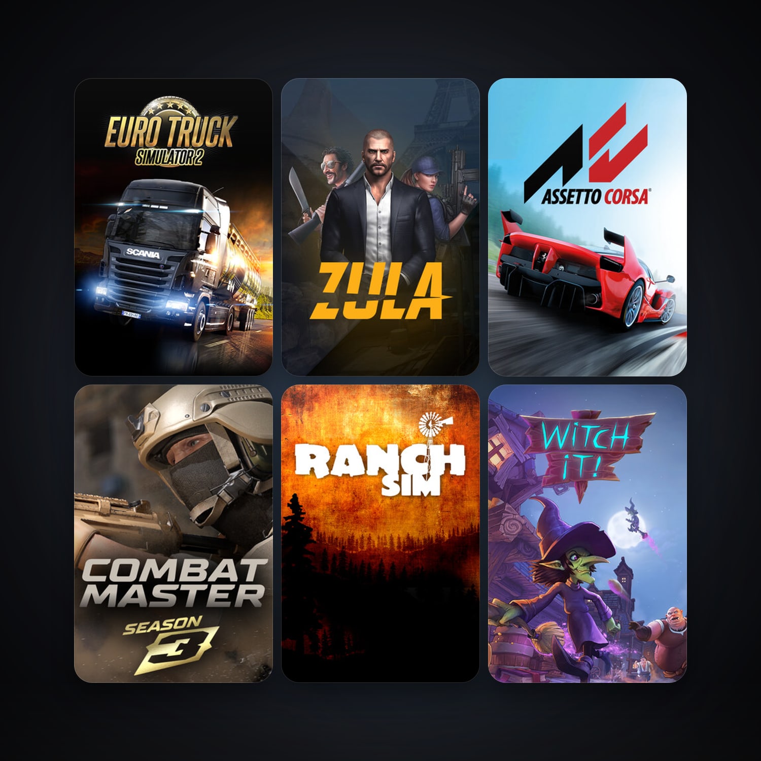 Euro Truck Simulator 2 + Assetto Corsa, 11 games, clean — HabibiAccounts