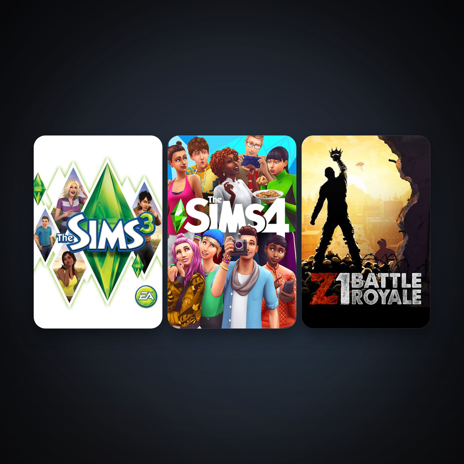 The Sims 3 + Z1 Battle Royale, 4 games, clean — HabibiAccounts