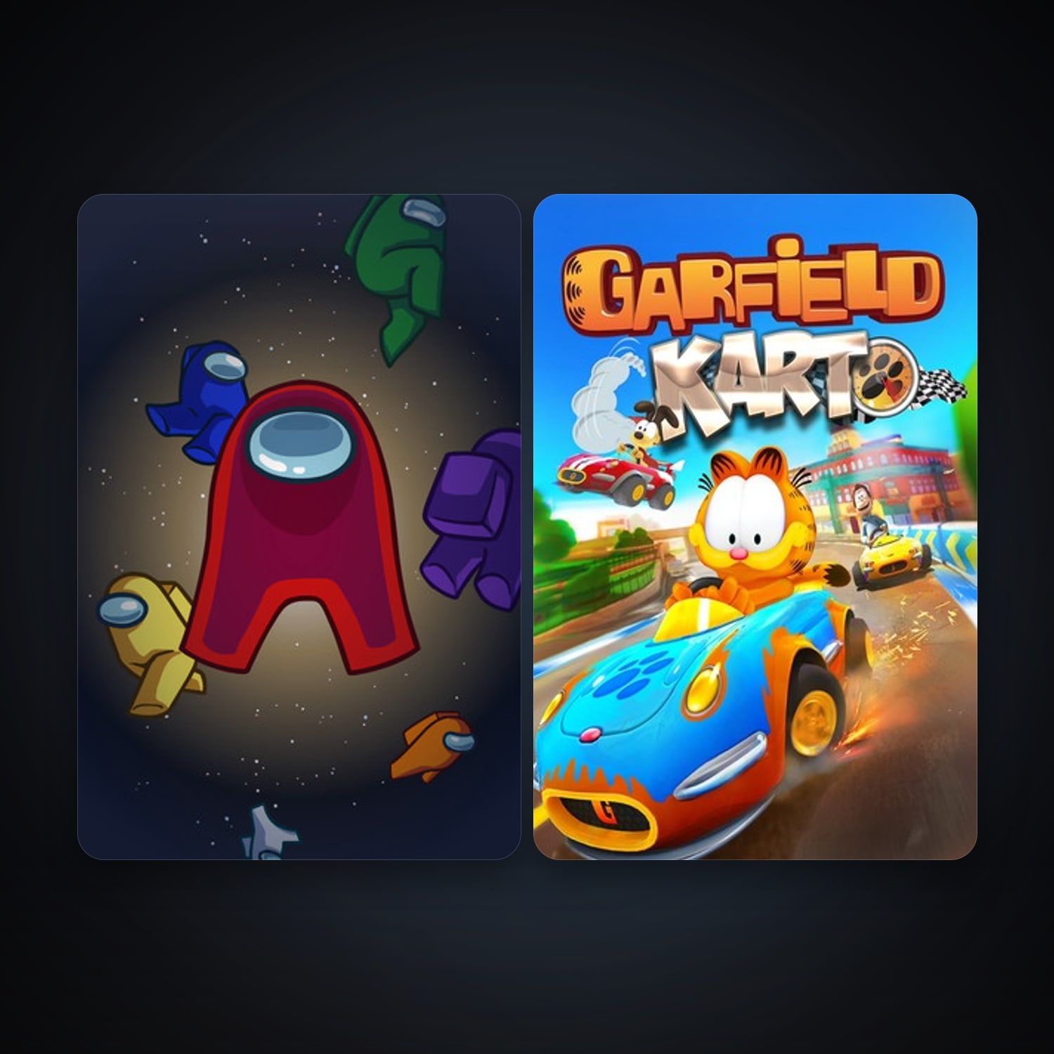 Garfield Kart + Among Us, 6 games, clean — HabibiAccounts