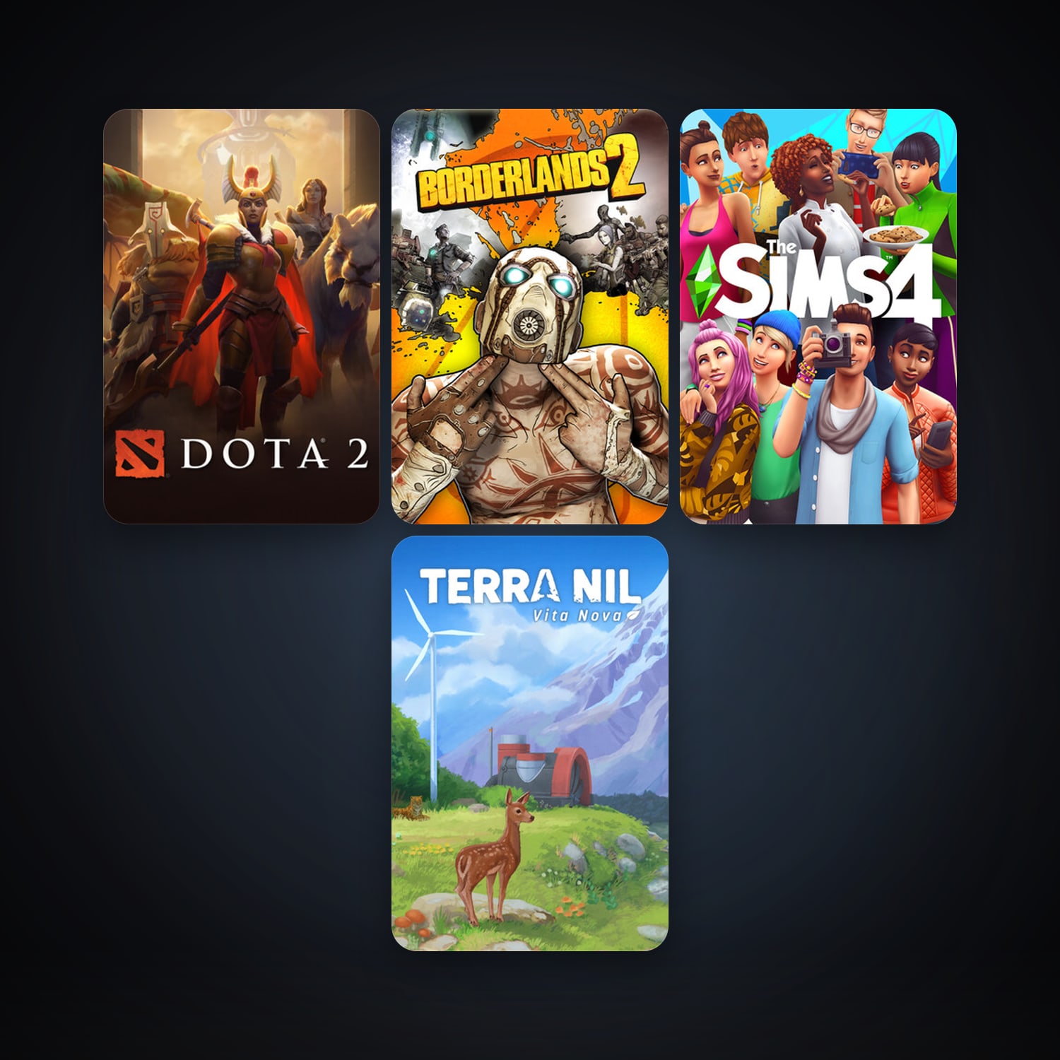 Dota 2 + Borderlands 2, 4 games, clean — HabibiAccounts