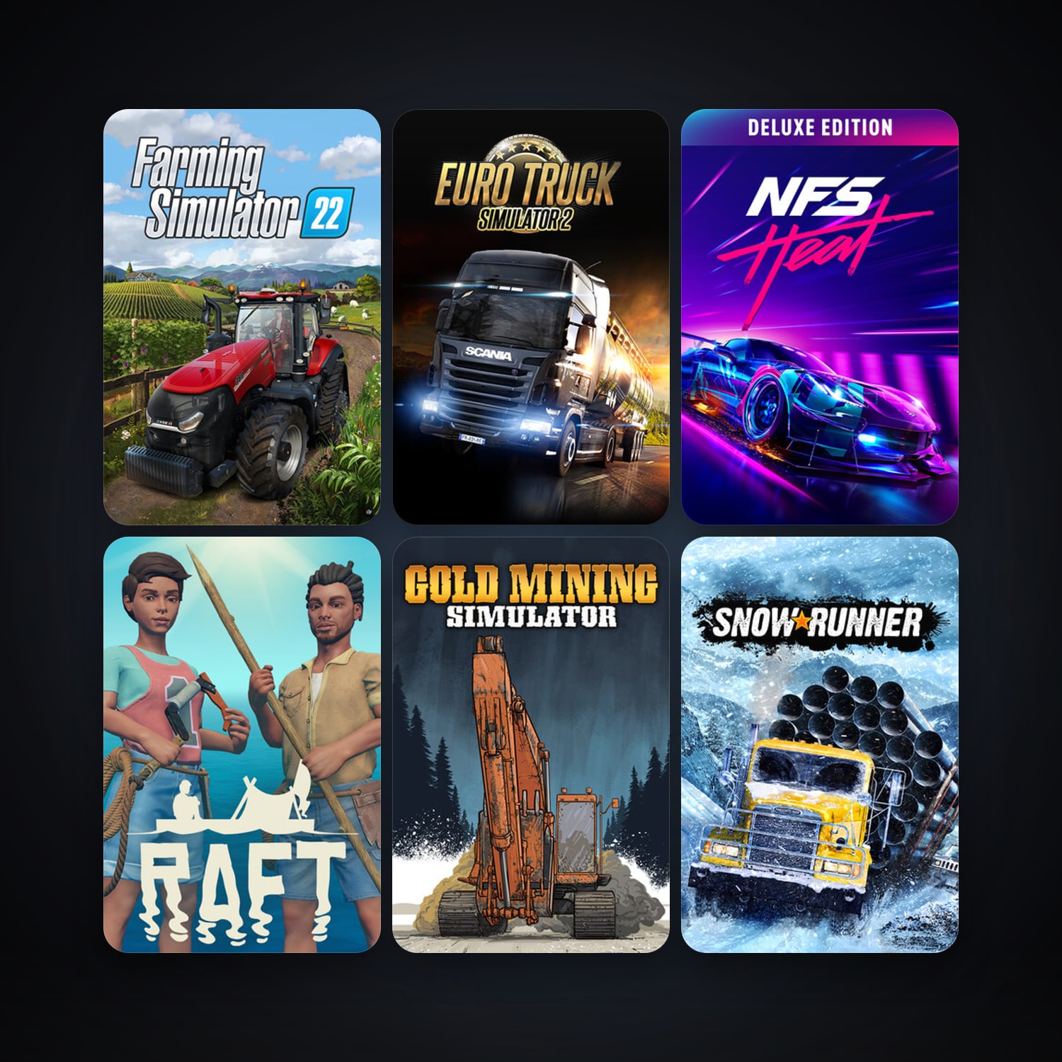 RaceRoom Racing Experience + Euro Truck Simulator 2, 20 games, clean — HabibiAccounts