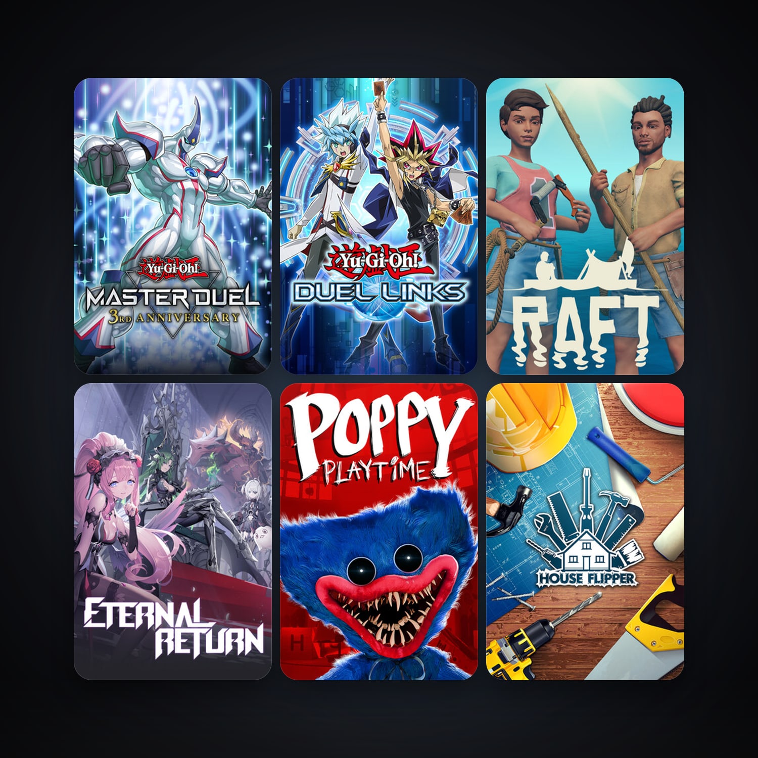 Yu-Gi-Oh! Duel Links + House Flipper, 11 games, clean — HabibiAccounts