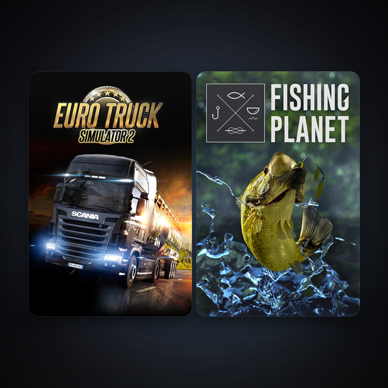 Euro Truck Simulator 2 + Fishing Planet, 3 games, clean — HabibiAccounts