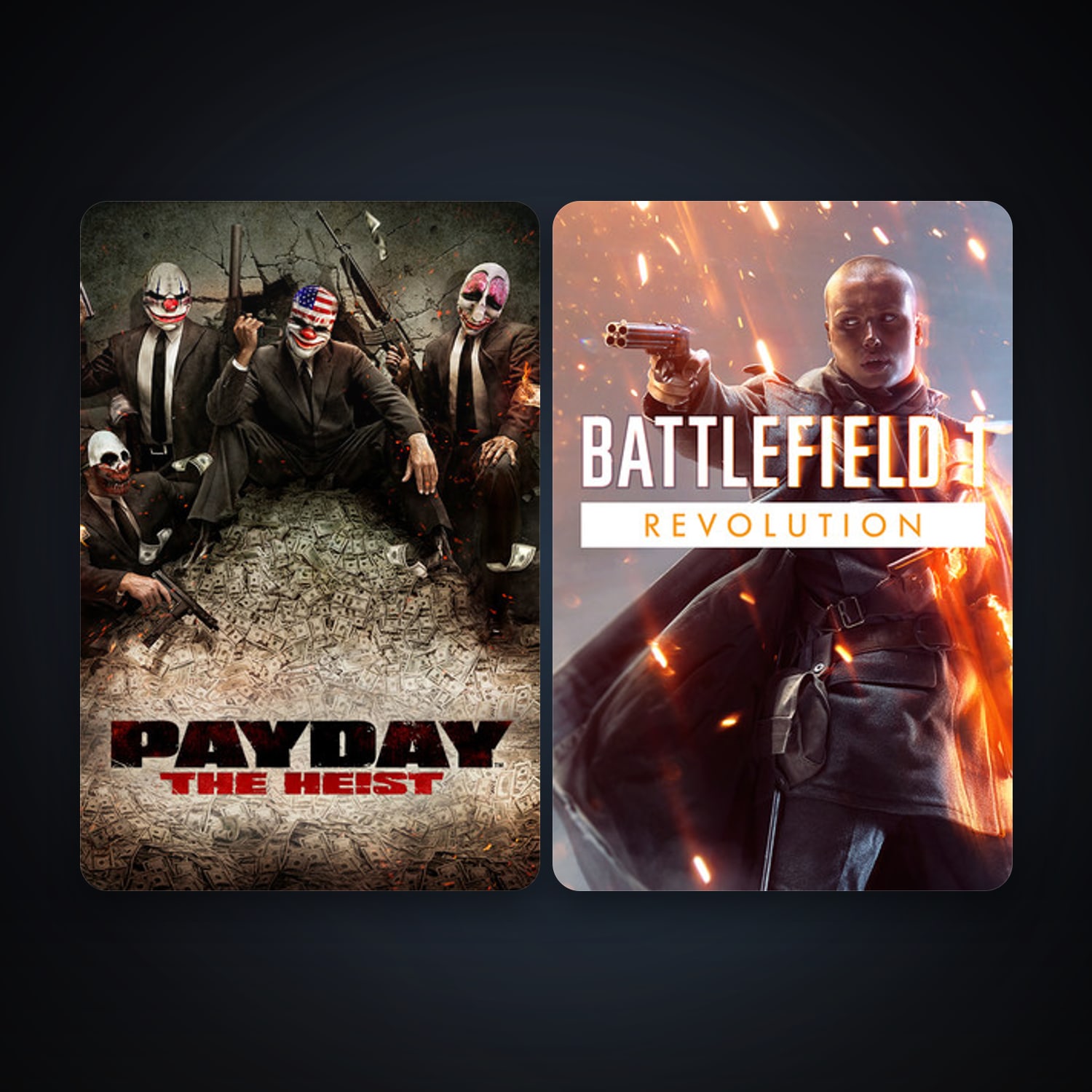 PAYDAY The Heist + Battlefield 1, 2 games, clean — HabibiAccounts