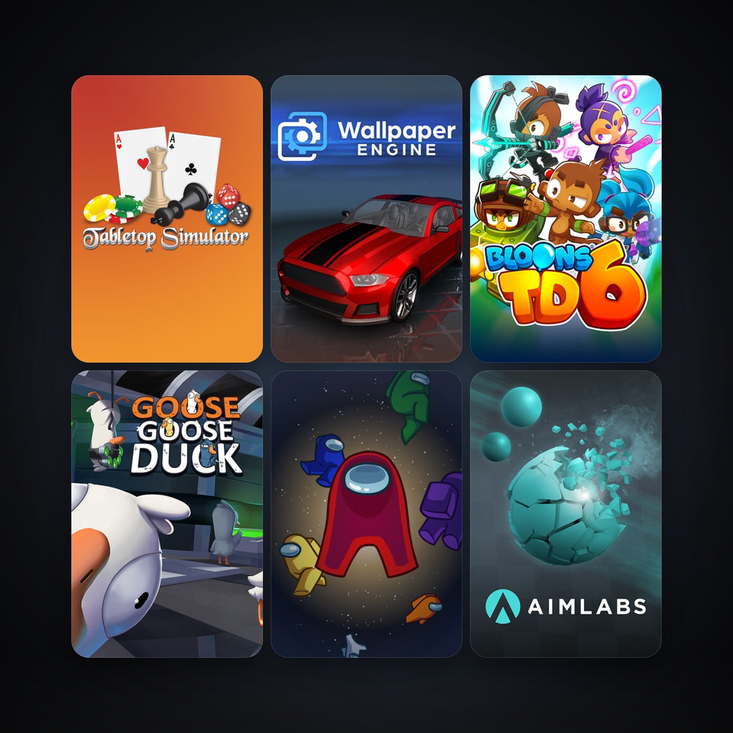 Tabletop Simulator + Wallpaper Engine, 14 games, clean — HabibiAccounts