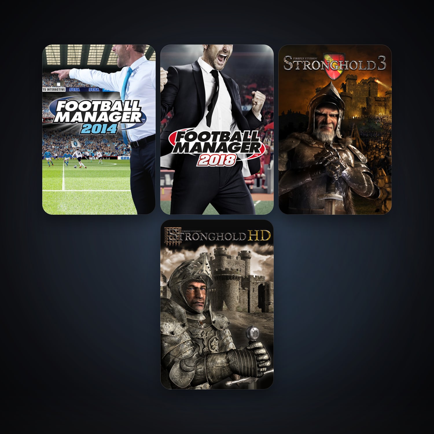 Stronghold HD + Stronghold 3 Gold, 7 games, clean — HabibiAccounts