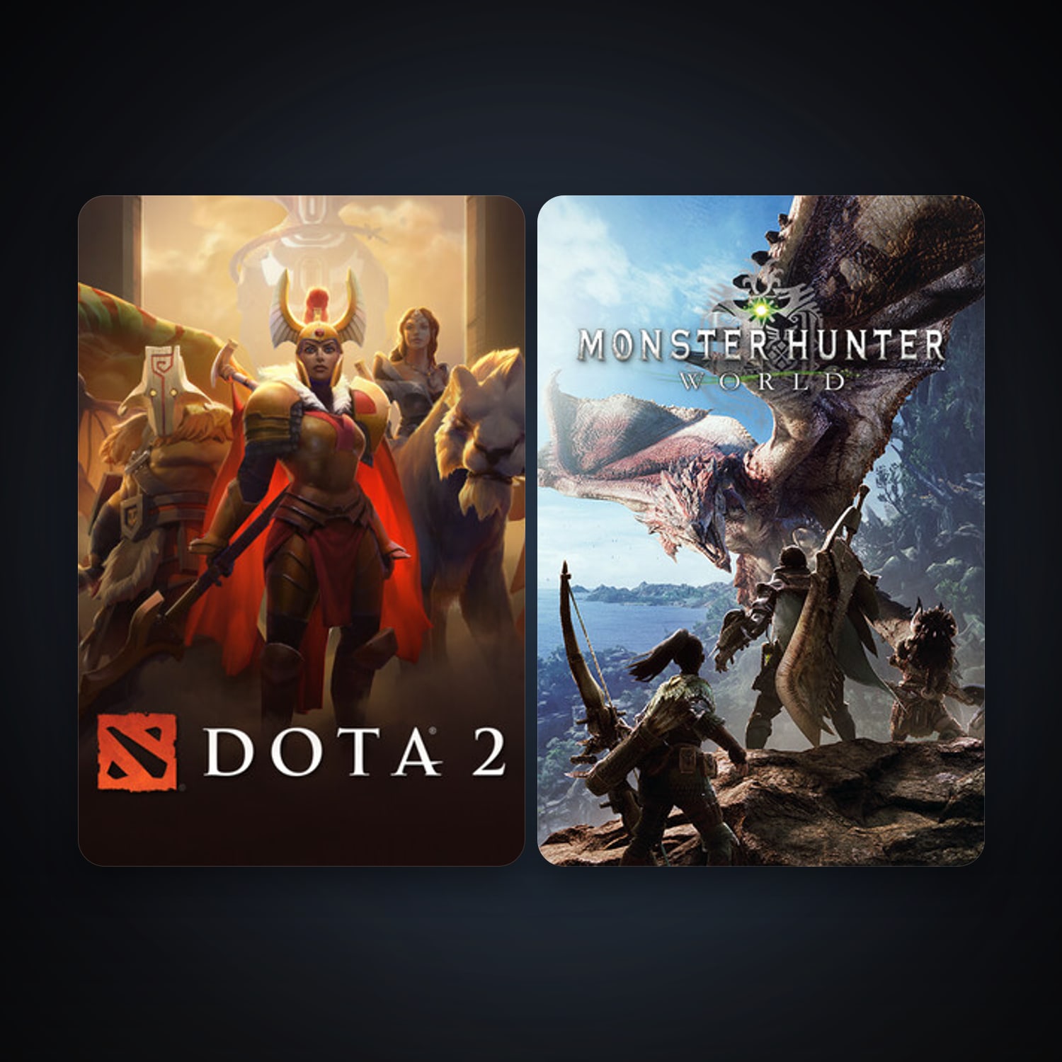 Dota 2 + MONSTER HUNTER: WORLD, 2 games, clean — HabibiAccounts
