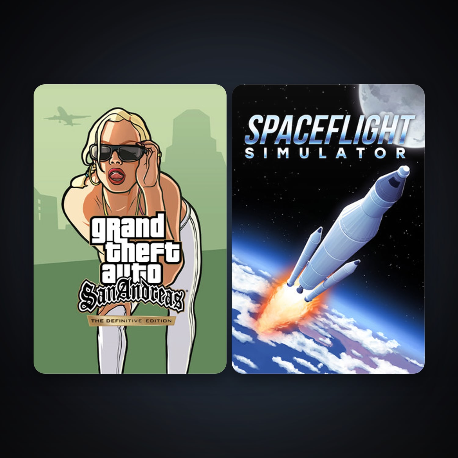 Grand Theft Auto: San Andreas - The Definitive Edition + Spaceflight Simulator, 5 games, clean — HabibiAccounts