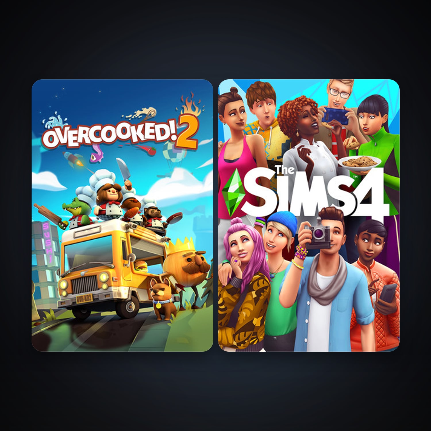 Overcooked! 2 + The Sims 4, 2 games, clean — HabibiAccounts