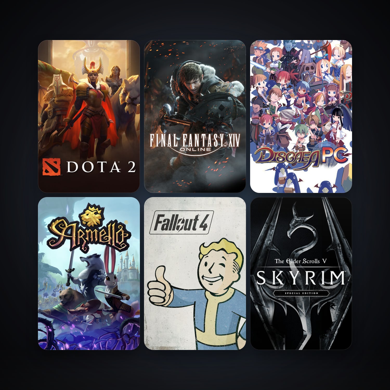 Dota 2 + FINAL FANTASY XIV Online, 12 games, clean — HabibiAccounts