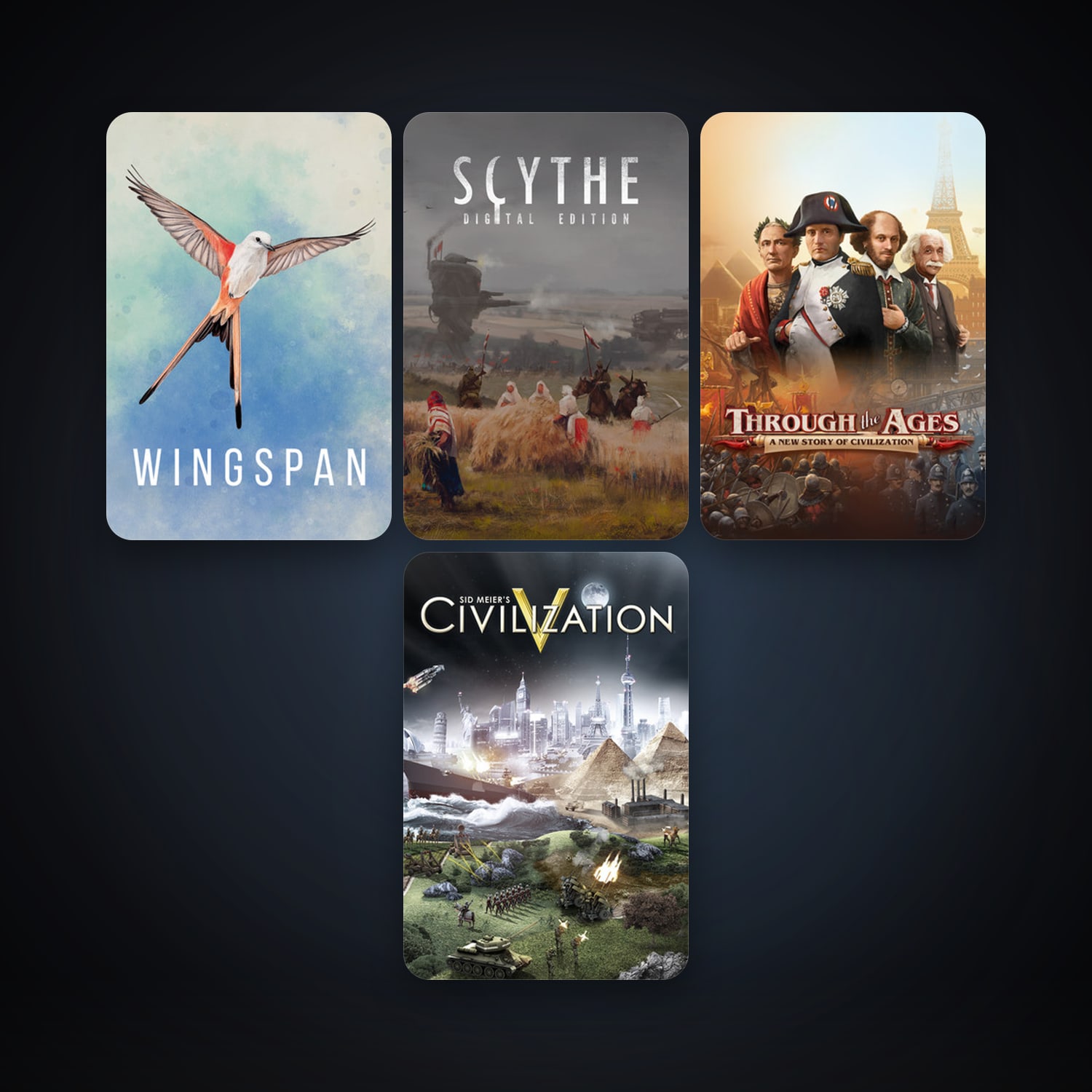 Sid Meier's Civilization V + Scythe: Digital Edition, 4 games, clean — HabibiAccounts