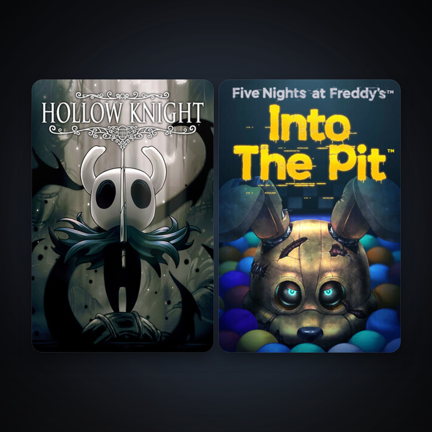 Hollow Knight + Five Nights at Freddy's: Into the Pit, 2 games, clean — HabibiAccounts