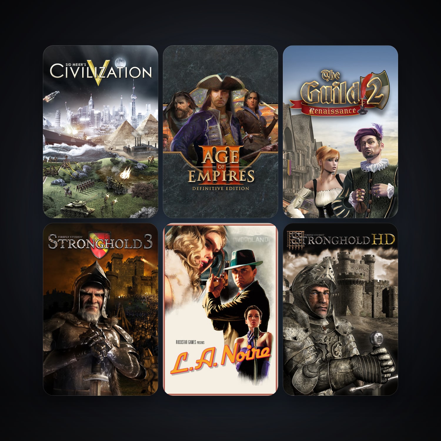 Sid Meier's Civilization V + The Guild II Renaissance, 6 games, clean — HabibiAccounts