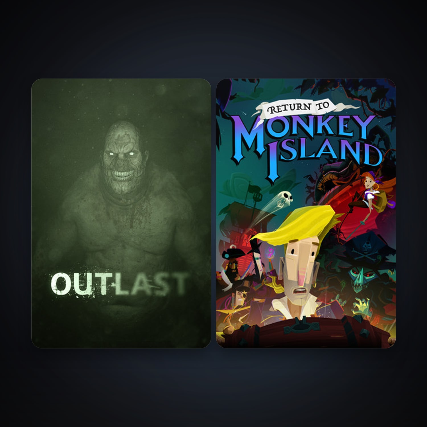Outlast + Return to Monkey Island, 4 games, clean — HabibiAccounts