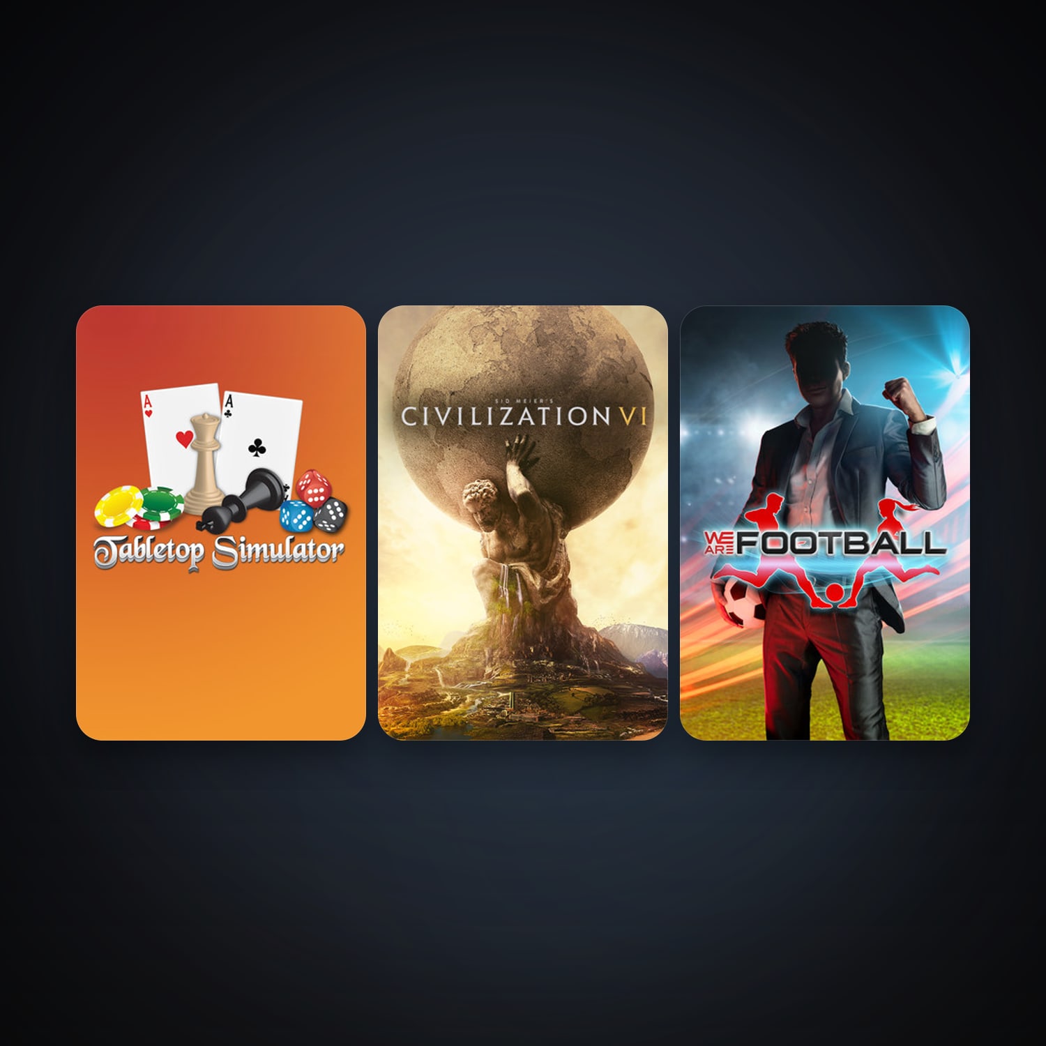Tabletop Simulator + Sid Meier's Civilization VI, 3 games, clean — HabibiAccounts