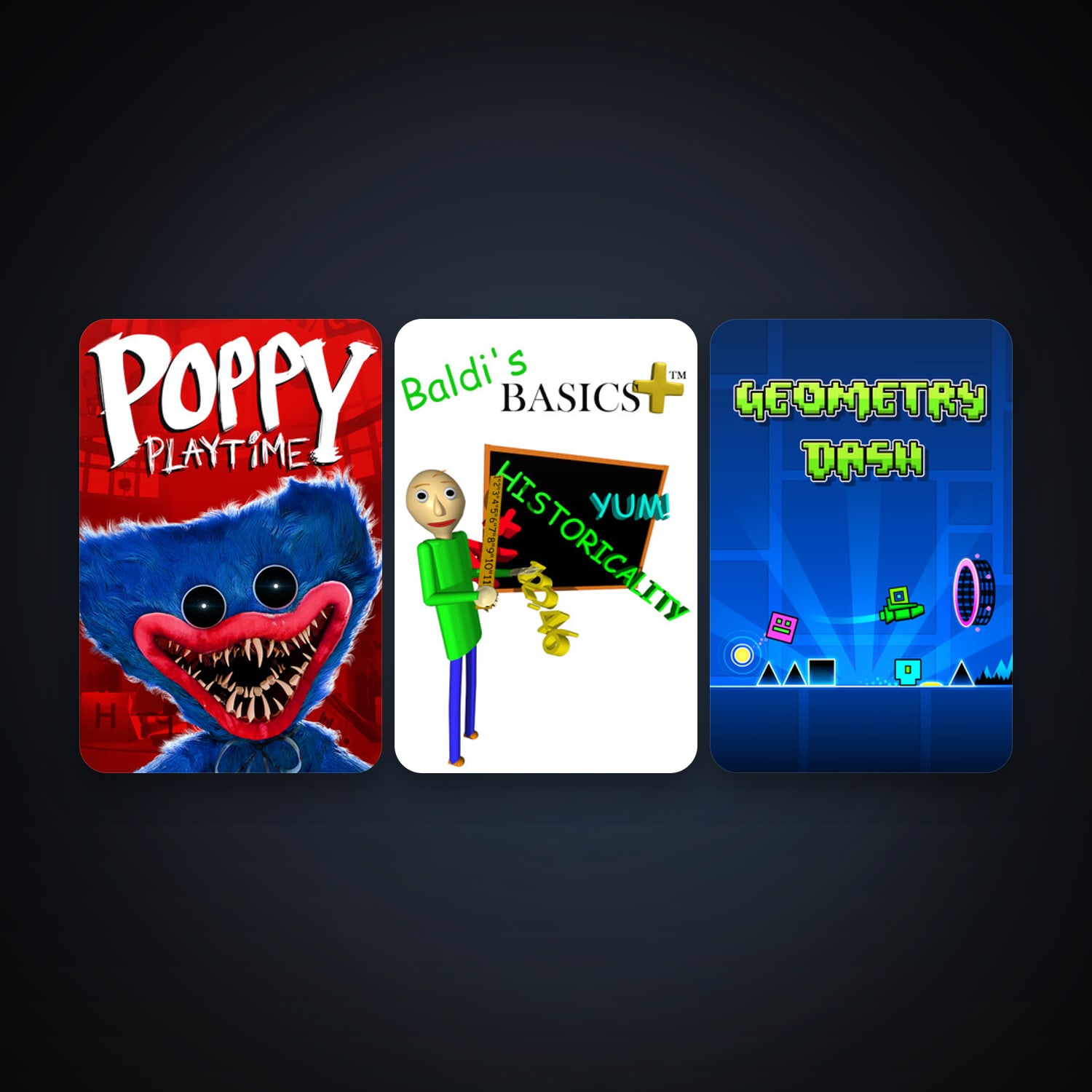 Geometry Dash + Baldi's Basics Plus, 7 games, clean — HabibiAccounts