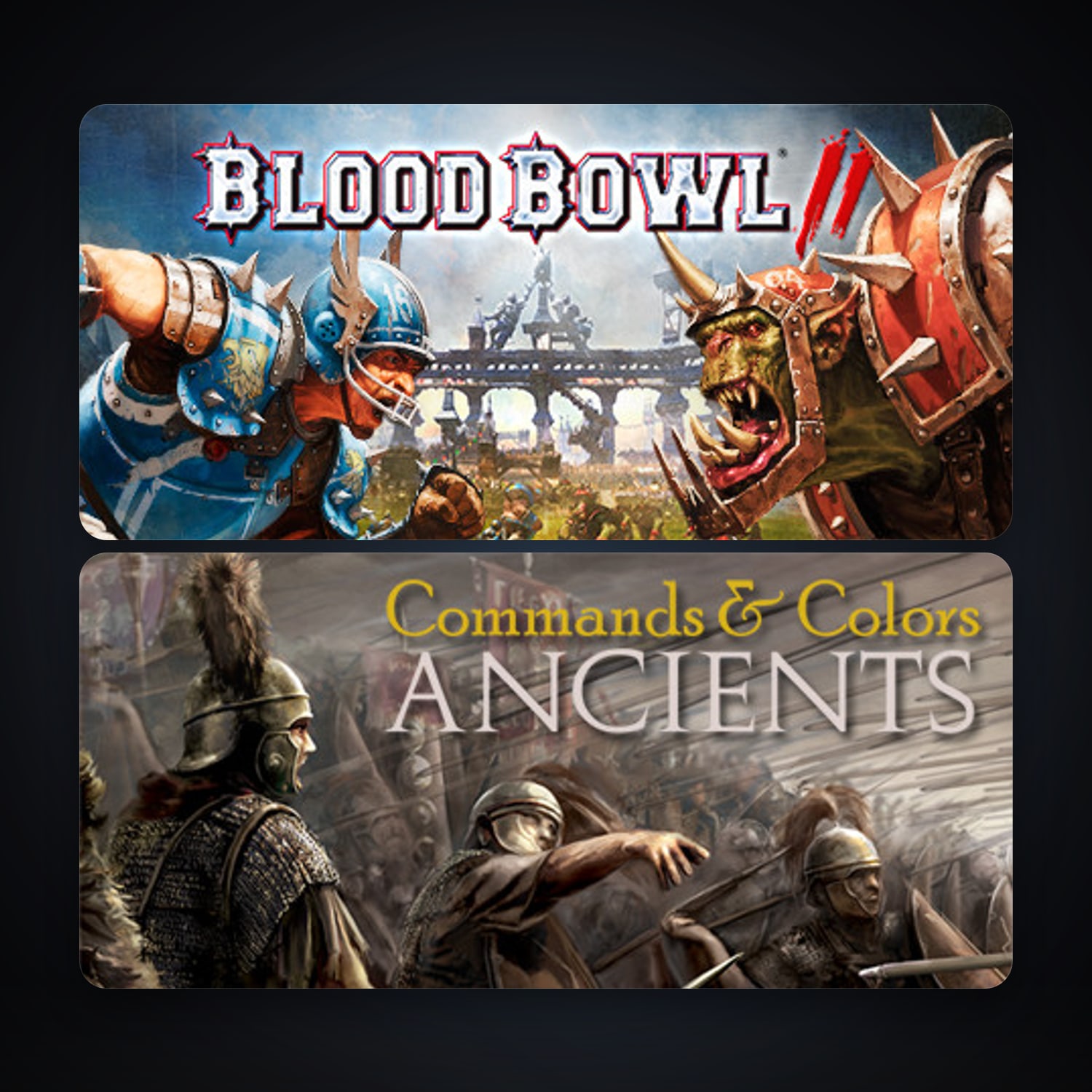 Blood Bowl 2 + Commands & Colors: Ancients, 3 games, clean — HabibiAccounts