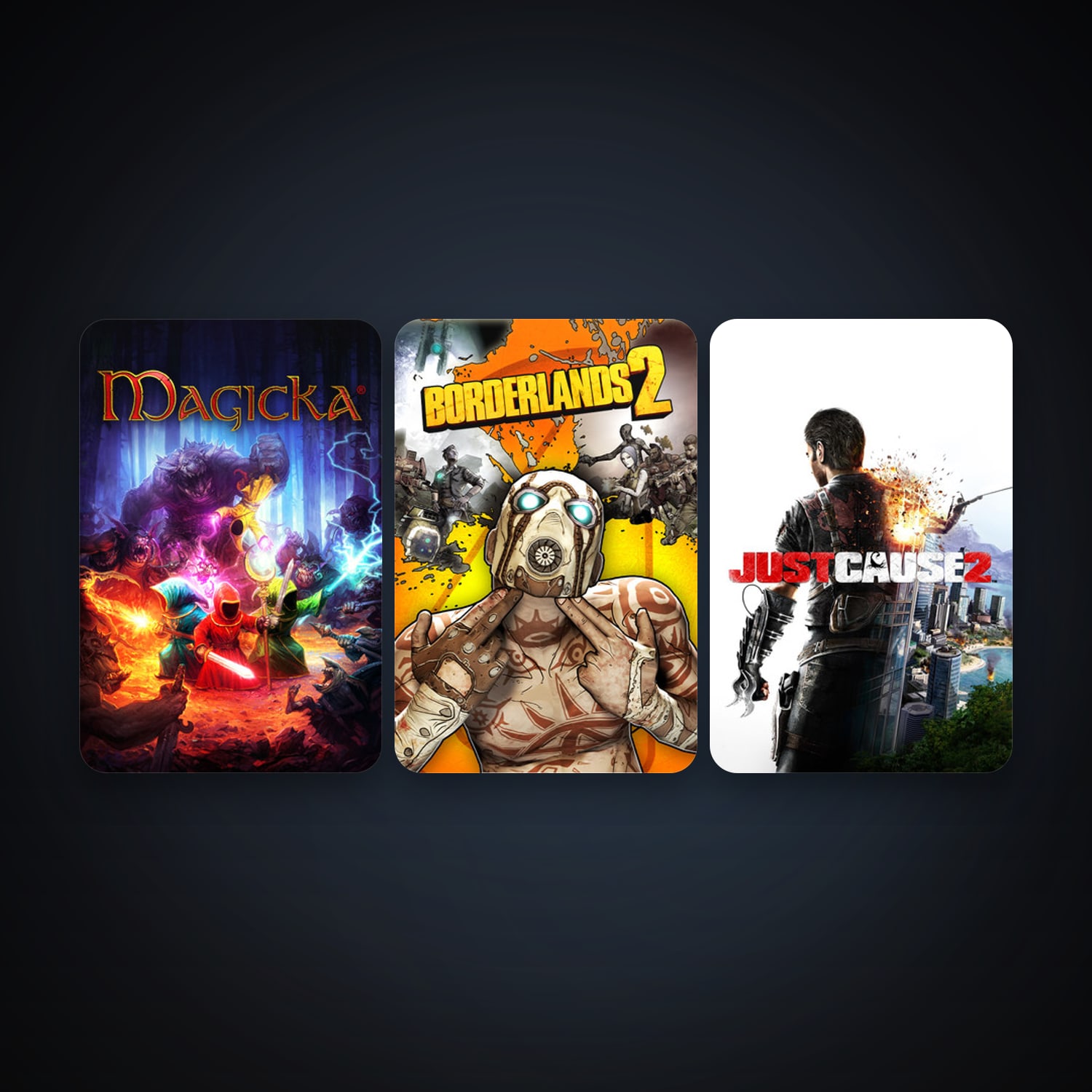 Just Cause 2 + Magicka, 3 games, clean — HabibiAccounts