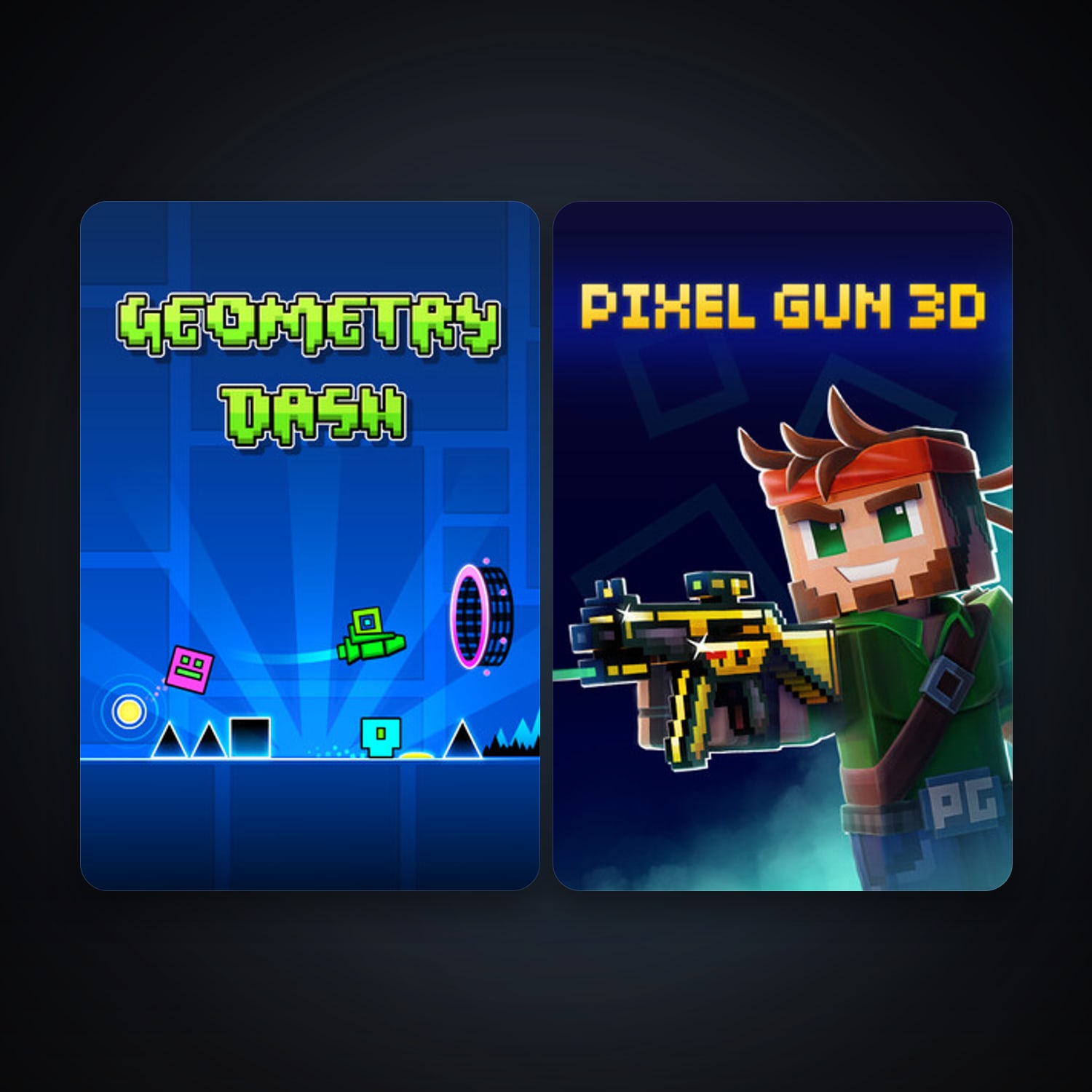 Geometry Dash + Pixel Gun 3D: PC Edition, 4 games, clean — HabibiAccounts