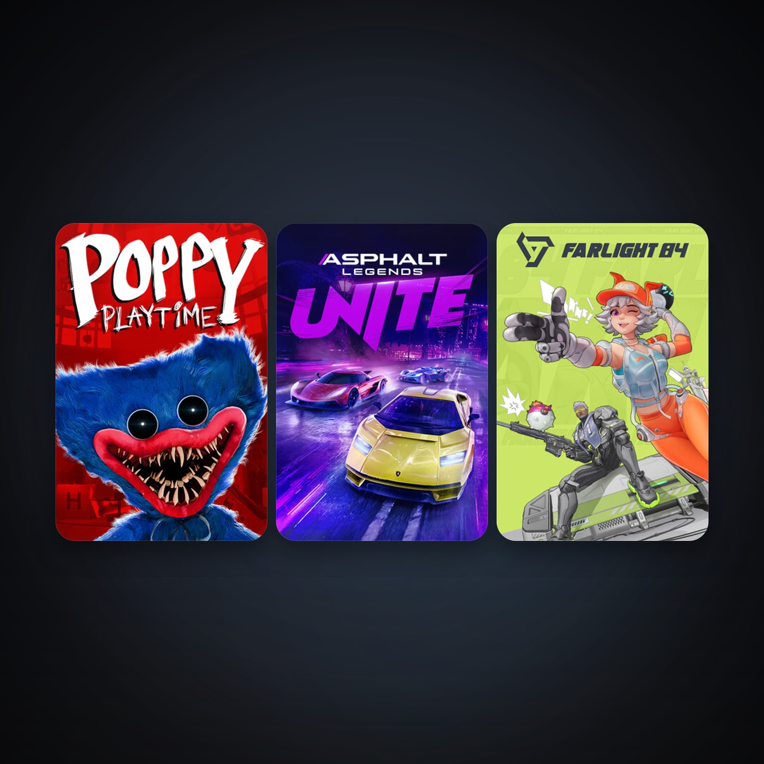 Poppy Playtime + Asphalt Legends Unite, 6 games, clean — HabibiAccounts