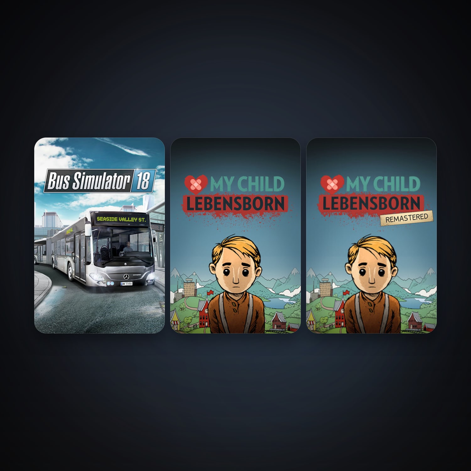 Steam account: Bus Simulator 18 + My Child Lebensborn, 4 games, clean — HabibiAccounts