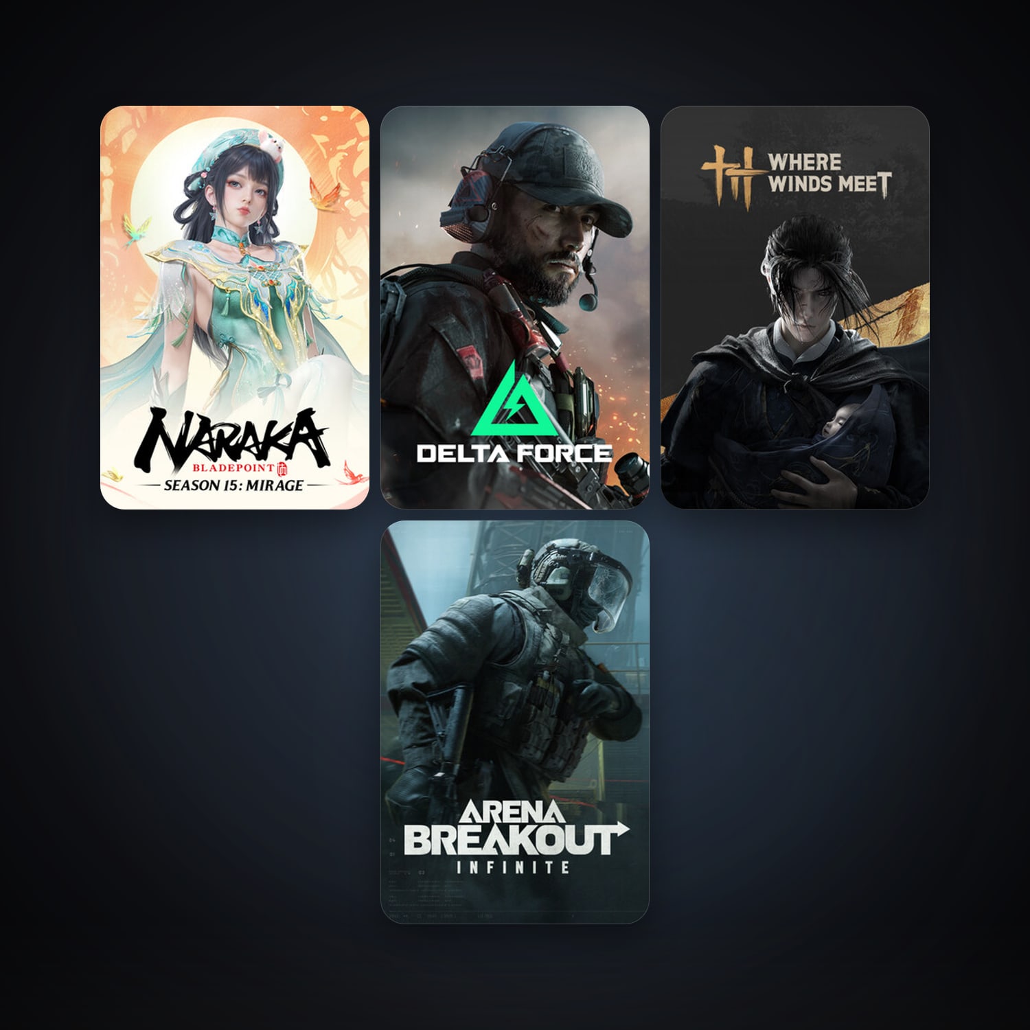 NARAKA: BLADEPOINT + Arena Breakout: Infinite, 4 games, clean — HabibiAccounts