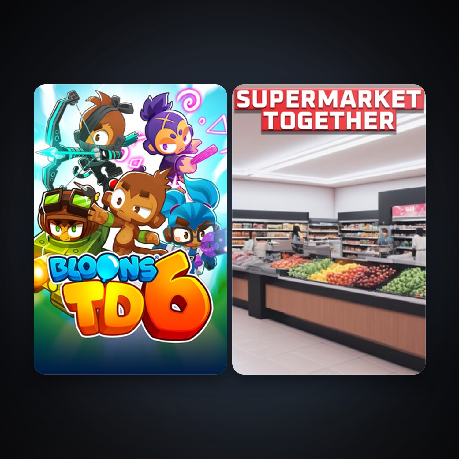 Bloons TD 6 + Supermarket Together, 3 games, clean — HabibiAccounts