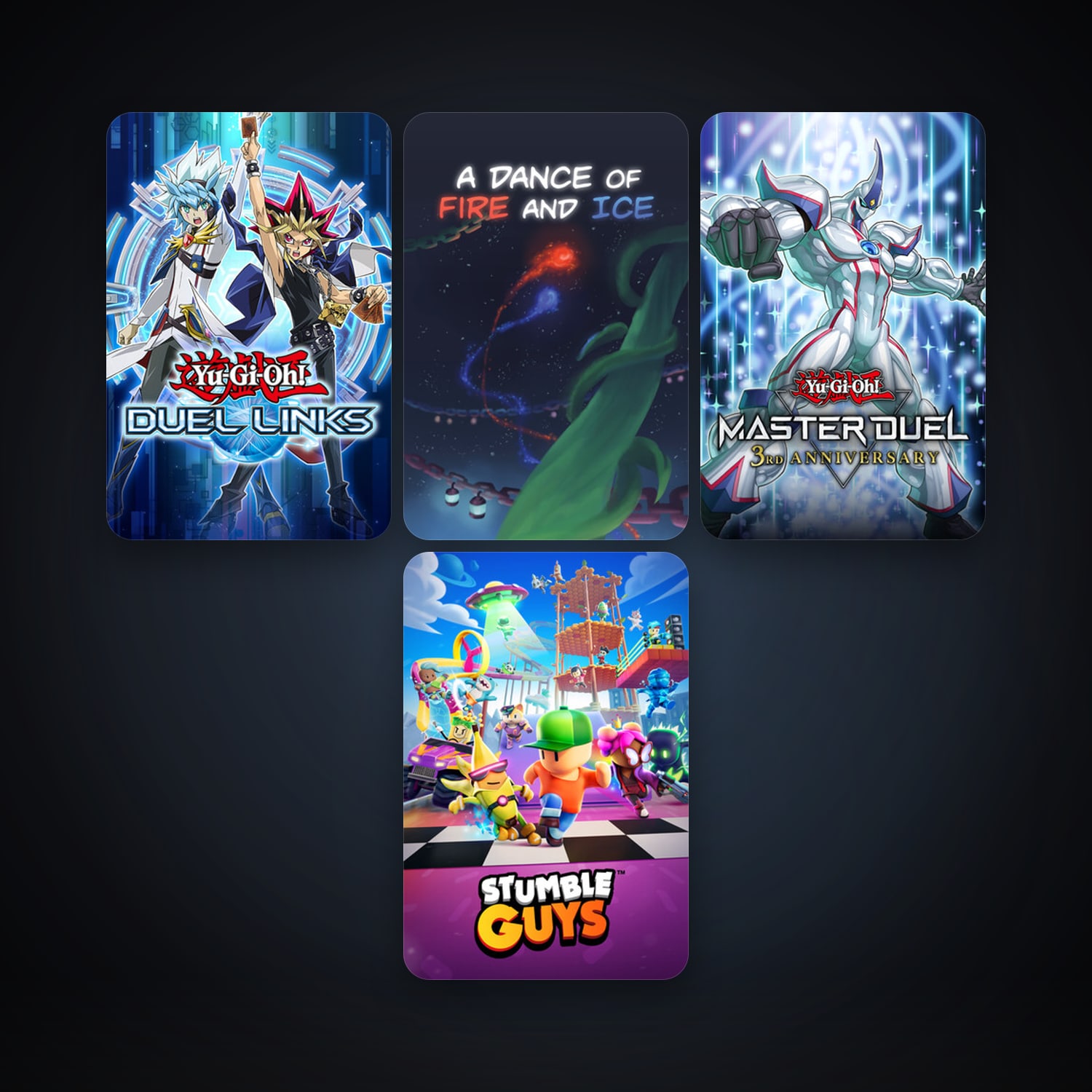 Yu-Gi-Oh! Duel Links + A Dance of Fire and Ice, 6 games, clean — HabibiAccounts