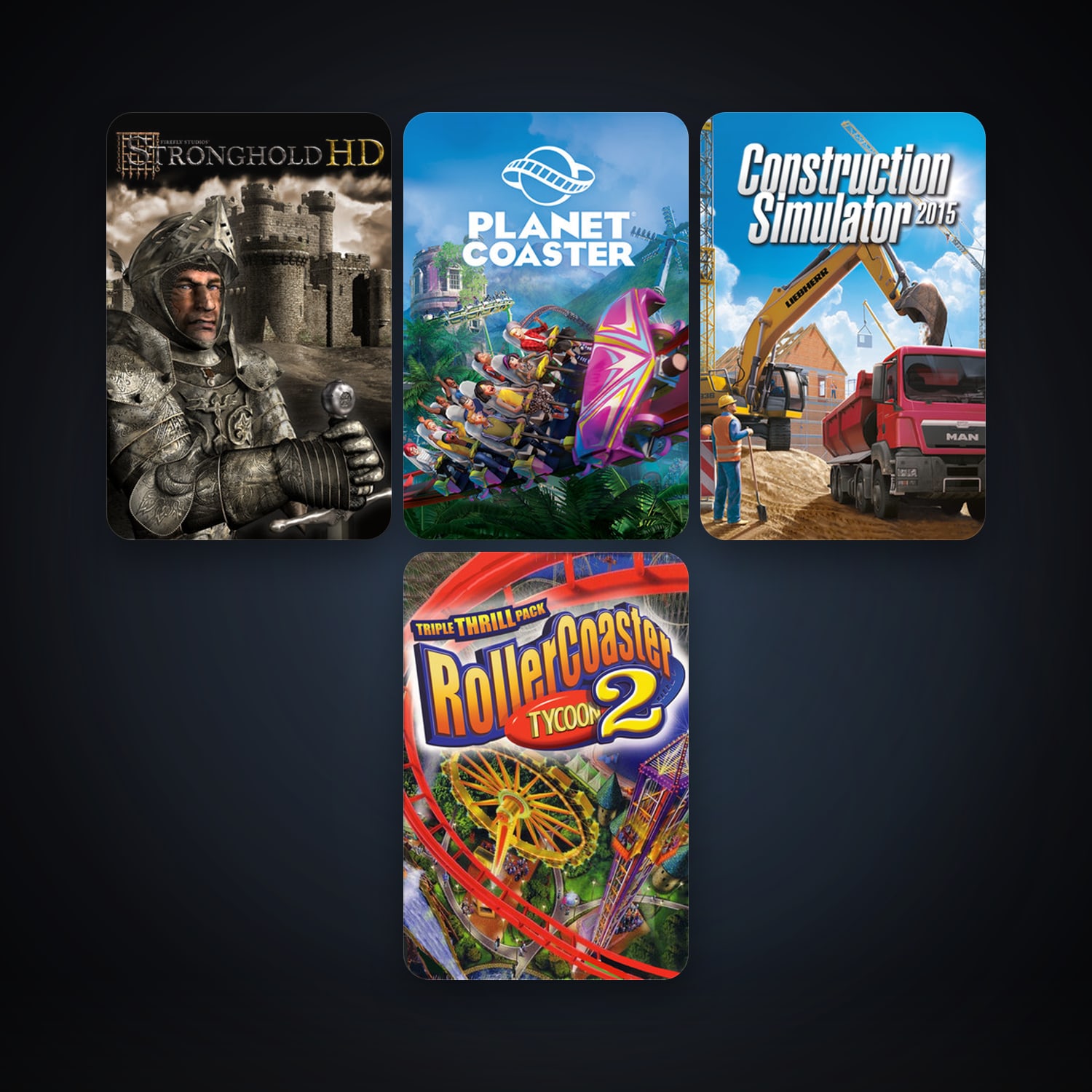 Stronghold HD + RollerCoaster Tycoon 2: Triple Thrill Pack, 7 games, clean — HabibiAccounts
