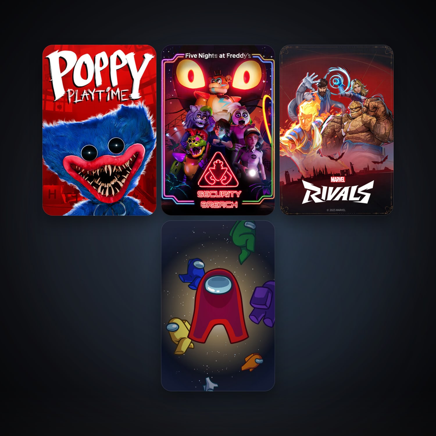 Five Nights at Freddy's: Security Breach + Among Us, 7 games, clean — HabibiAccounts