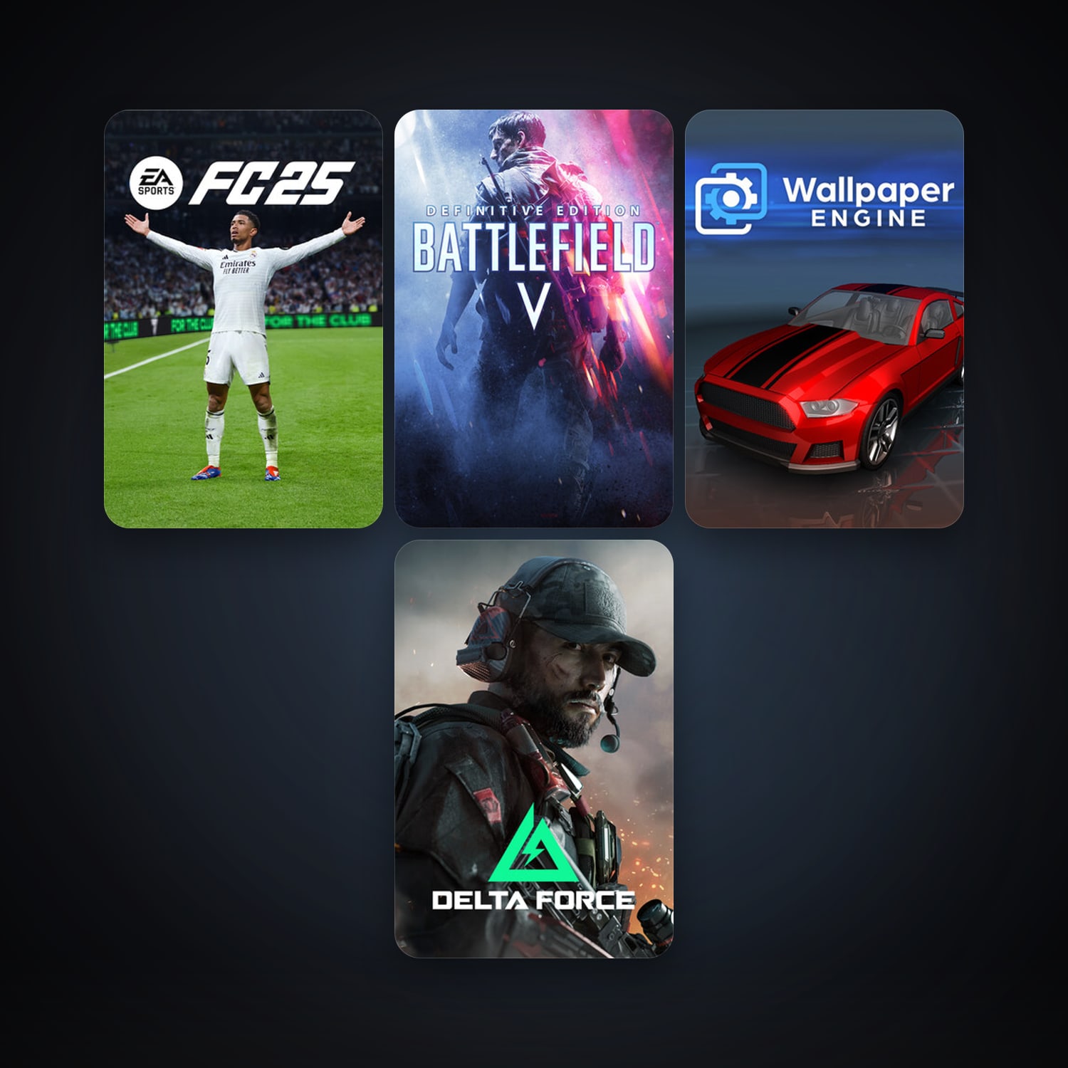 Wallpaper Engine + Battlefield V, 6 games, clean — HabibiAccounts