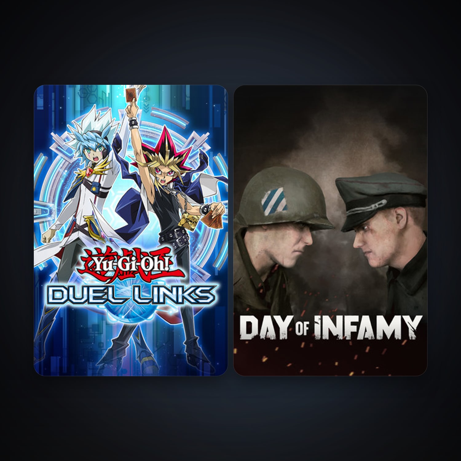 Day of Infamy + Yu-Gi-Oh! Duel Links, 3 games, clean — HabibiAccounts