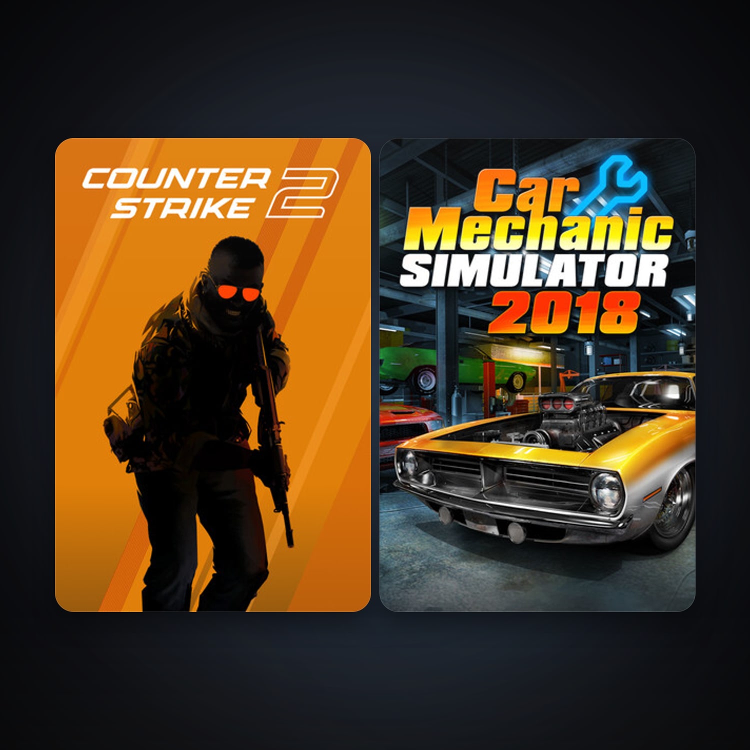 CS2 Prime + Car Mechanic Simulator 2018, 2 games, clean — HabibiAccounts