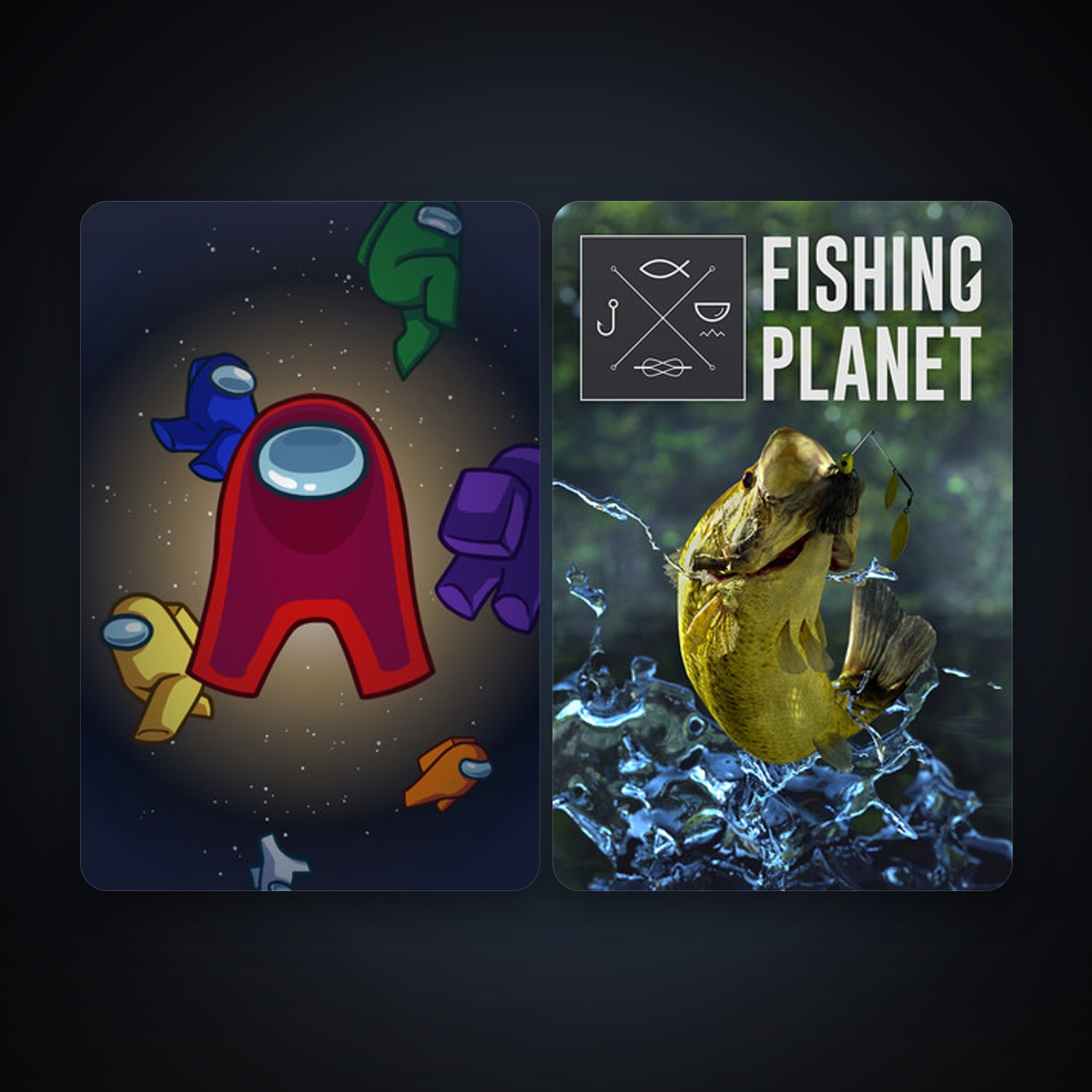 Fishing Planet + Among Us, 2 games, clean — HabibiAccounts
