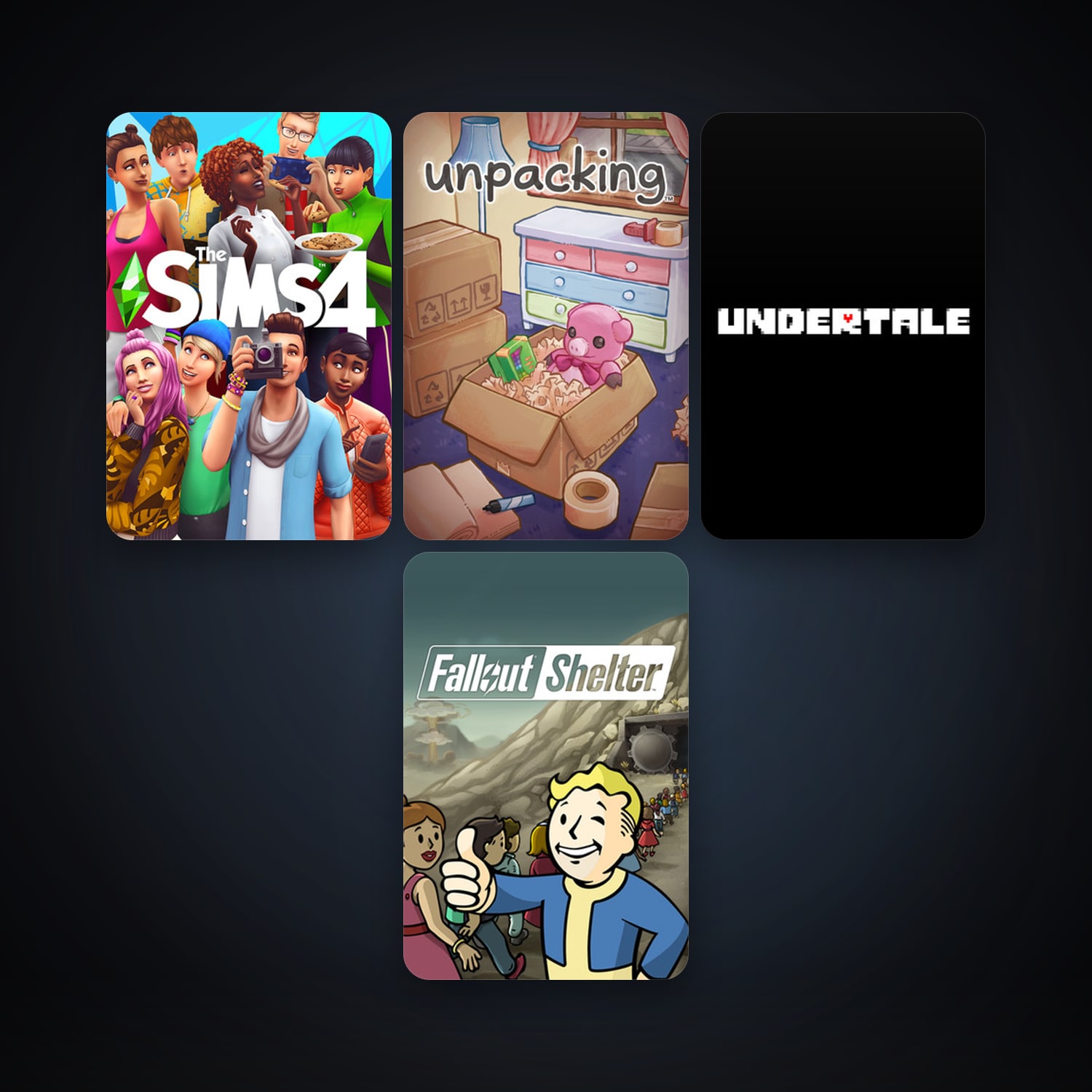 Undertale + Fallout Shelter, 4 games, clean — HabibiAccounts