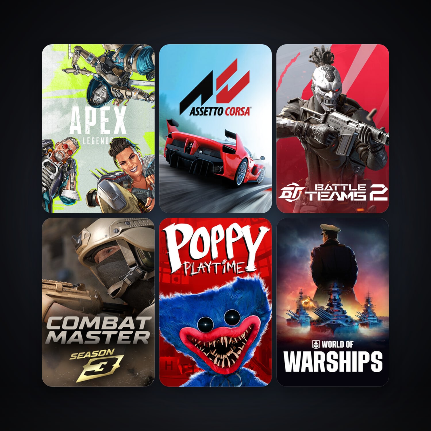 Assetto Corsa + World of Warships, 8 games, clean — HabibiAccounts