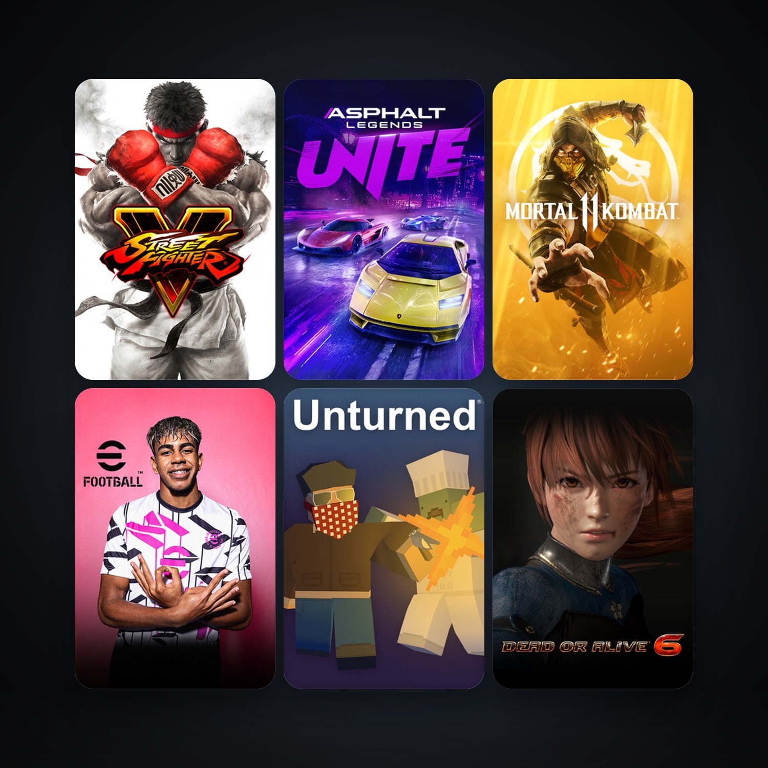 Unturned + Street Fighter V, 12 games, clean — HabibiAccounts