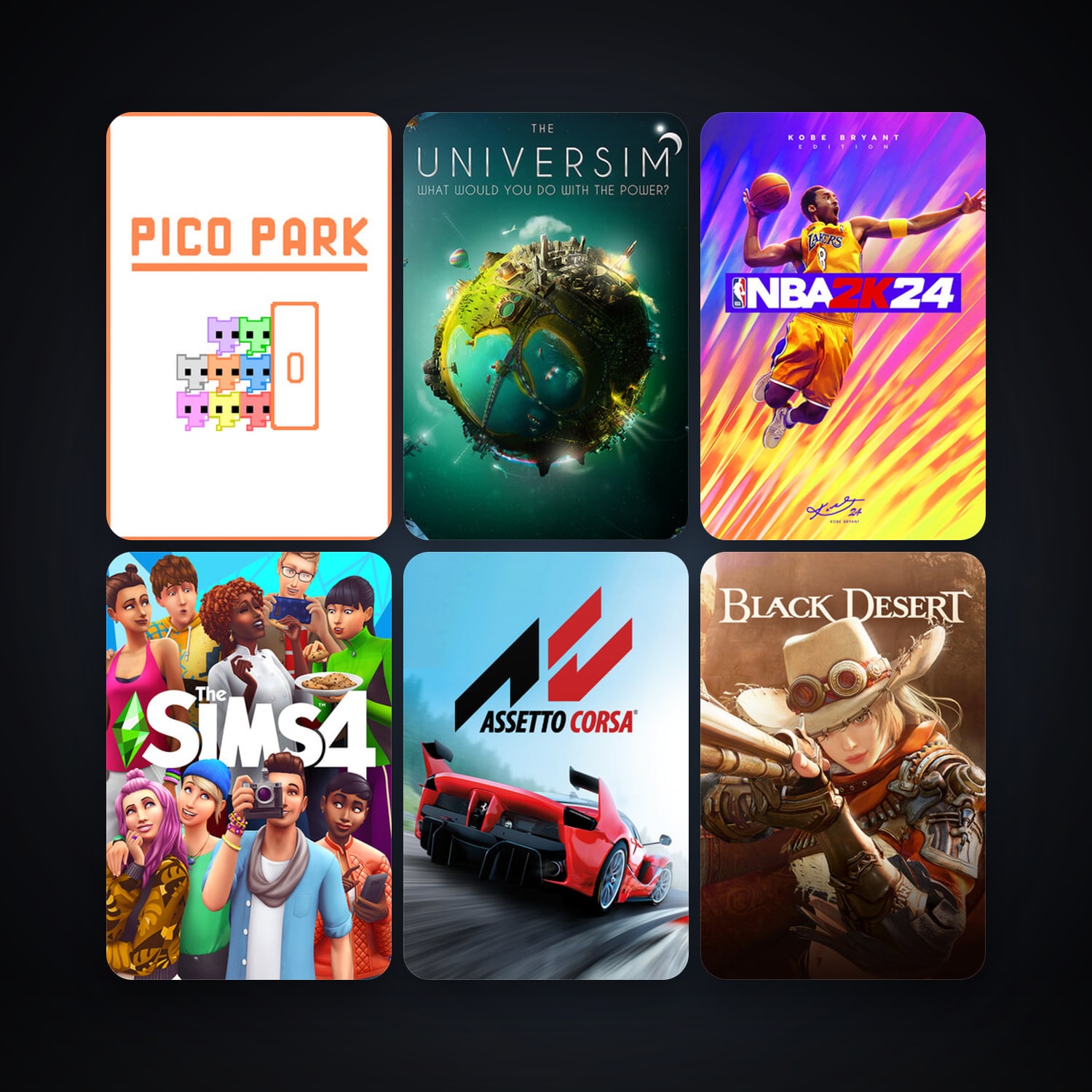 Assetto Corsa + The Universim, 13 games, clean — HabibiAccounts