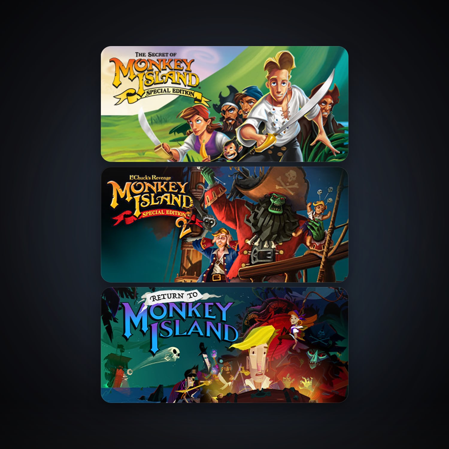 The Secret of Monkey Island: Special Edition + Monkey Island 2 Special Edition: LeChuck’s Revenge, 3 games, clean — HabibiAccounts