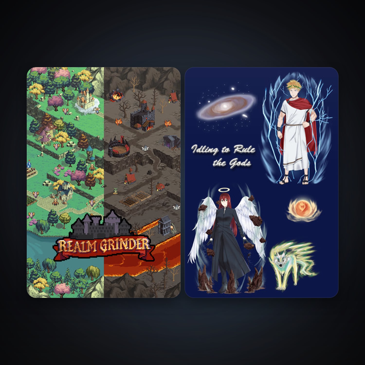 Idling to Rule the Gods + Realm Grinder, 4 games, clean — HabibiAccounts