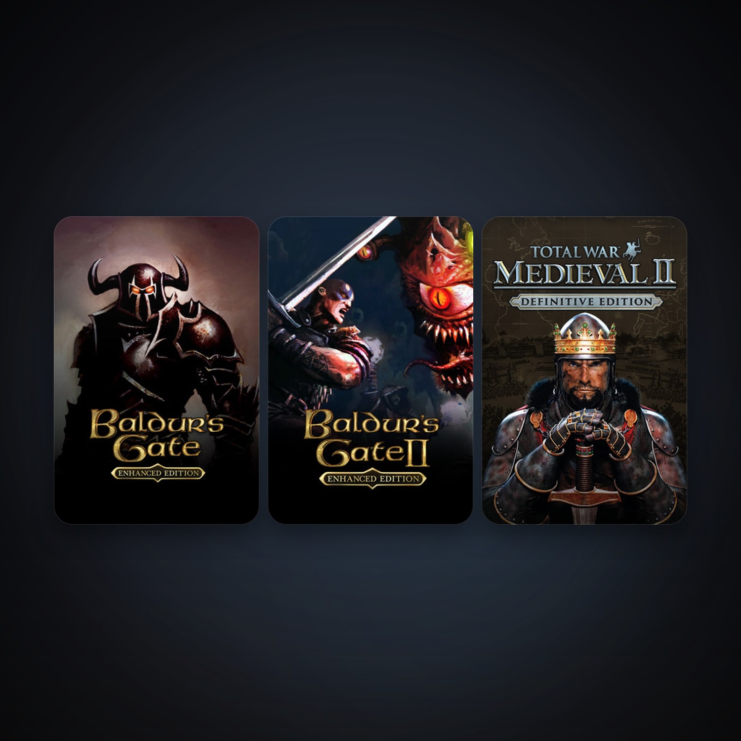 Medieval II: Total War + Baldur's Gate: Enhanced Edition, 4 games, clean — HabibiAccounts