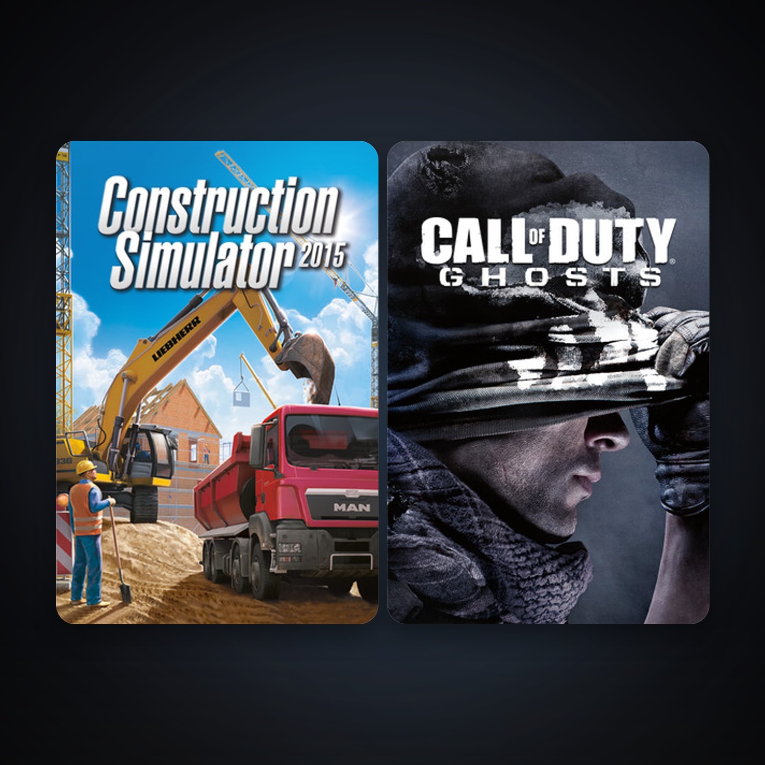 Call of Duty: Ghosts + Construction Simulator 2015, 3 games, clean — HabibiAccounts