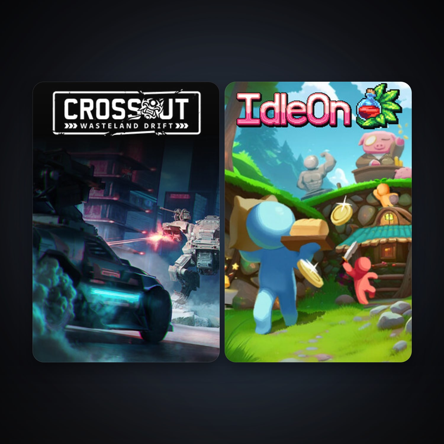 Crossout + IdleOn - The Idle RPG, 7 games, clean — HabibiAccounts