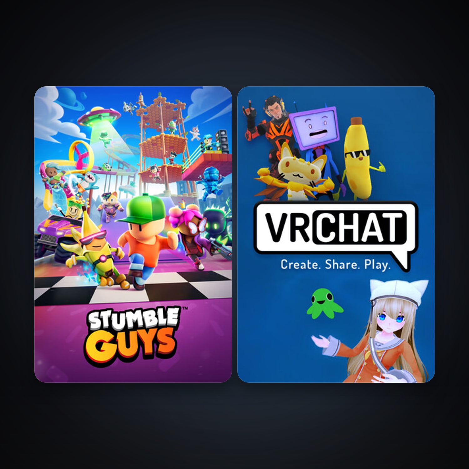 VRChat + Stumble Guys, 2 games, clean — HabibiAccounts